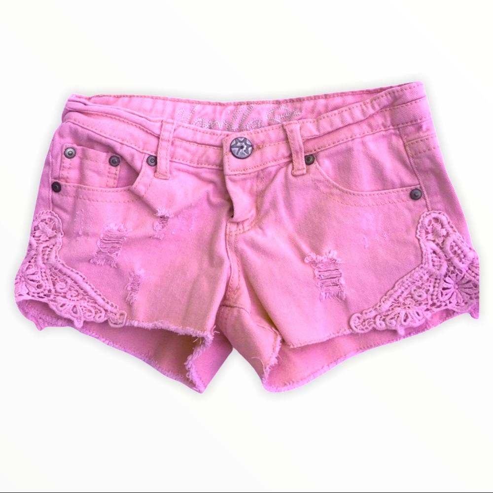 Vanilla Star pink distress shorts